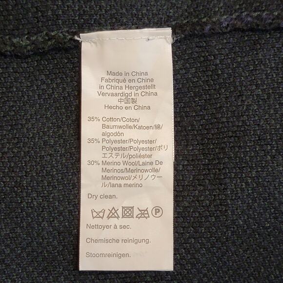 J. Crew Plaid Tartan Long Open Cardigan Sweater Green Blue Cozy Classic Winter S - Picture 9 of 11